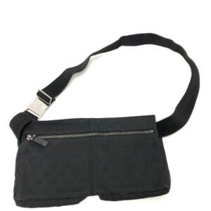 GUCCI Waist bag 28566 GG canvas / leather black GG Sling bag mens Used | AlmaBagz