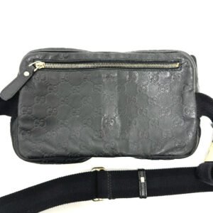 GUCCI Waist bag 246417 leather black Guccisima GGpattern Hip bag waist bag mens Used | AlmaBagz