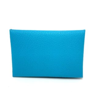 HERMES Card Case Shave blue Calvi Women Used | AlmaBagz