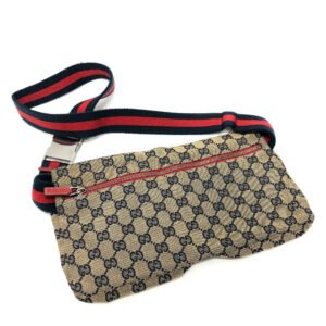 GUCCI Waist bag 28566 Leather / canvas Navy GG Belt bag mens Secondhand | AlmaBagz