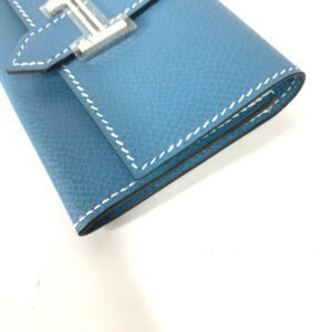 HERMES Card Case leather blue Bean Women Used | AlmaBagz