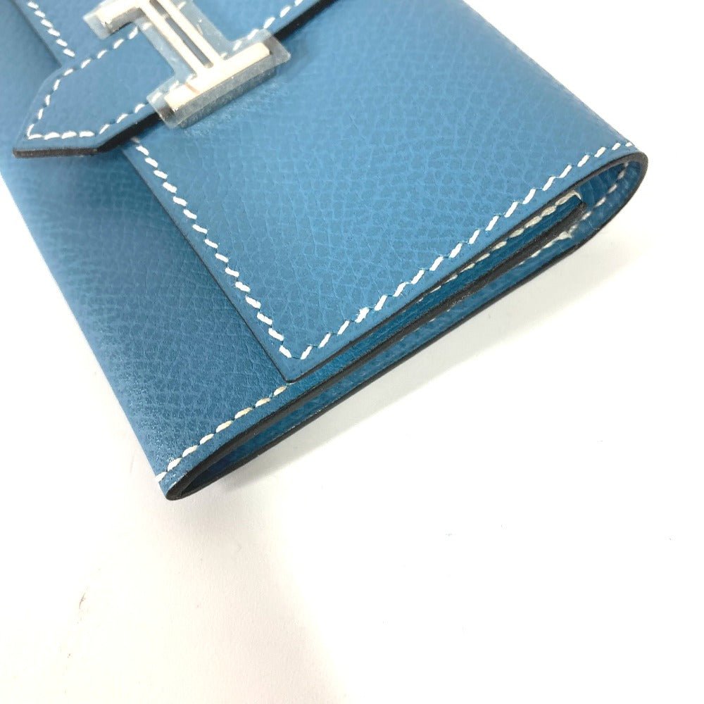 HERMES Card Case leather blue Bean Women Used | AlmaBagz