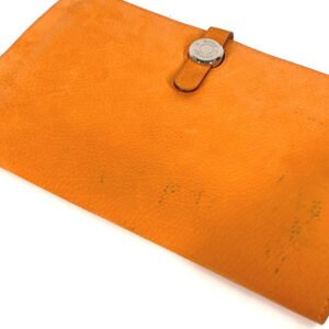 HERMES Long Wallet Purse Nubuck Orange Long wallet Dogon GM Women Used | AlmaBagz