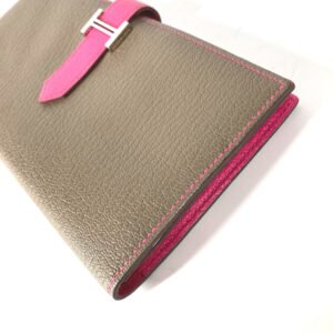 HERMES Long Wallet Purse Shave pink HMetal Bearnsfre Verso Women Used | AlmaBagz