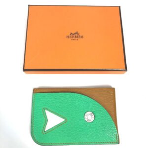 HERMES Card Case Shave green Serie Bicolor Poisson Women Used | AlmaBagz