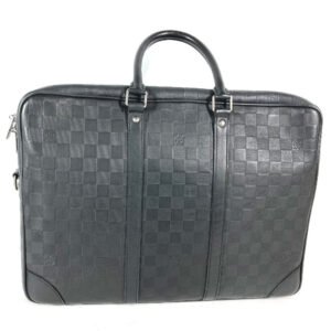 LOUIS VUITTON Handbag N41146  Damier Anfini Leather black Damier Anfini Porto Document Voyage | AlmaBagz