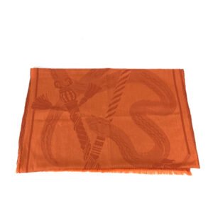 HERMES Stall wool Orange Horse pattern Cheval Large format | AlmaBagz