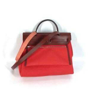 HERMES Shoulder Bag Toile H, Vash Hunter Red With porch Herbag Zip PM Women Used | AlmaBagz