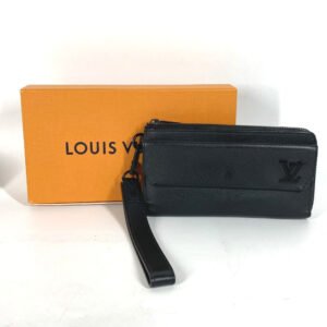 LOUIS VUITTON Long Wallet Purse M69831 Grain leather black Aerogram Zippy wallet mens Used | AlmaBagz