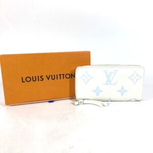 LOUIS VUITTON Long Wallet Purse M83308 Monogram Ann Platt Leather blue Monogram Ann Platt Zippy wallet Women Used | AlmaBagz