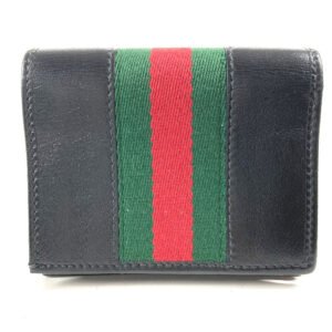 GUCCI Folded wallet 573790 leather black Rhinestone Sherry Line Raja Tiger Chain Wallet Tiger Women Used | AlmaBagz