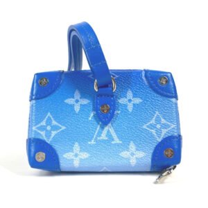LOUIS VUITTON Coin case M45440 leather blue Monogram Clouds Soft Trunk Necklace Wallet | AlmaBagz