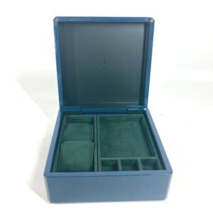 HERMES Accessory case Wood, Lacquer blue logo wood Watch & Jewelry Box "Facet/H Dedal" | AlmaBagz