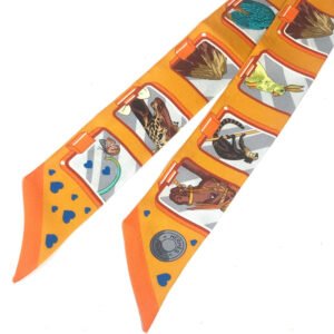 HERMES scarf H063875S 02 silk Orange Twilly Twilly Ribbon Scarf | AlmaBagz