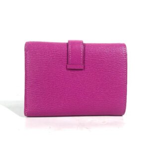 HERMES Trifold wallet Shave Pink type Purple type Bearn Compact Combination Women Used | AlmaBagz