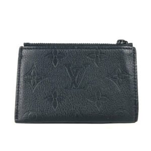 LOUIS VUITTON Coin case M82245 leather black Monogram shadow compact coin card holder | AlmaBagz