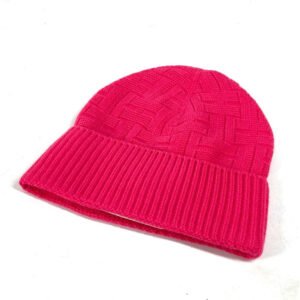 HERMES Knit hat wool pink Serie H logo fragrance Women M Used | AlmaBagz