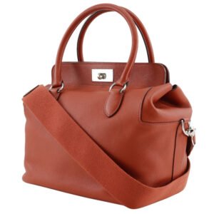 HERMES Handbag leather Red tea 2WAYShoulder Toolbox 26 | AlmaBagz