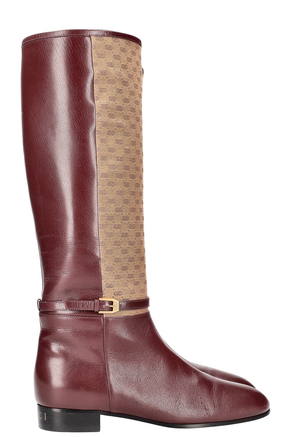 GUCCI Mini GG Canvas Leather Boots Burgundy | AlmaBagz