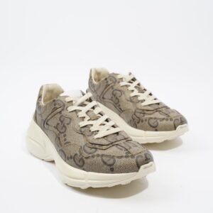 Gucci Rhyton Logo Beige Monogram / White Canvas EU 40.5 UK 6.5 | AlmaBagz