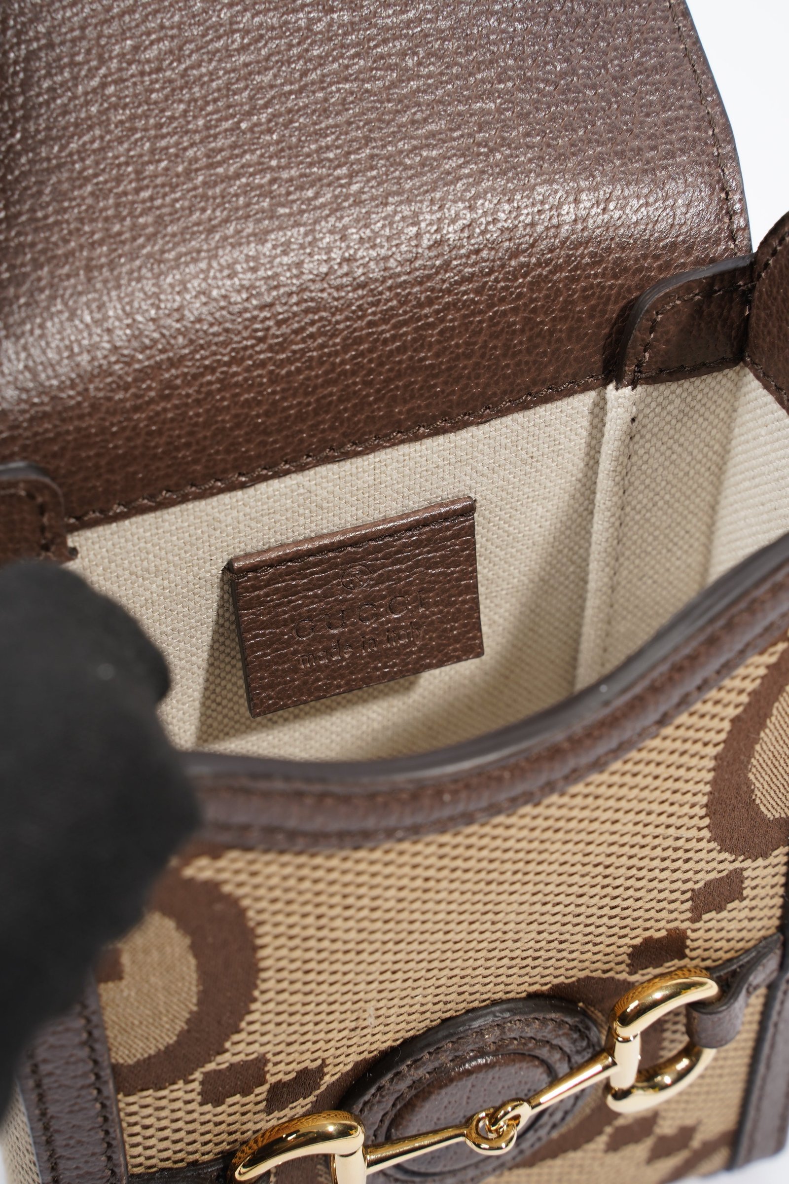 Gucci 1955 Horsebit Mini Beige and ebony GG supreme canvas Canvas | AlmaBagz - Image 8