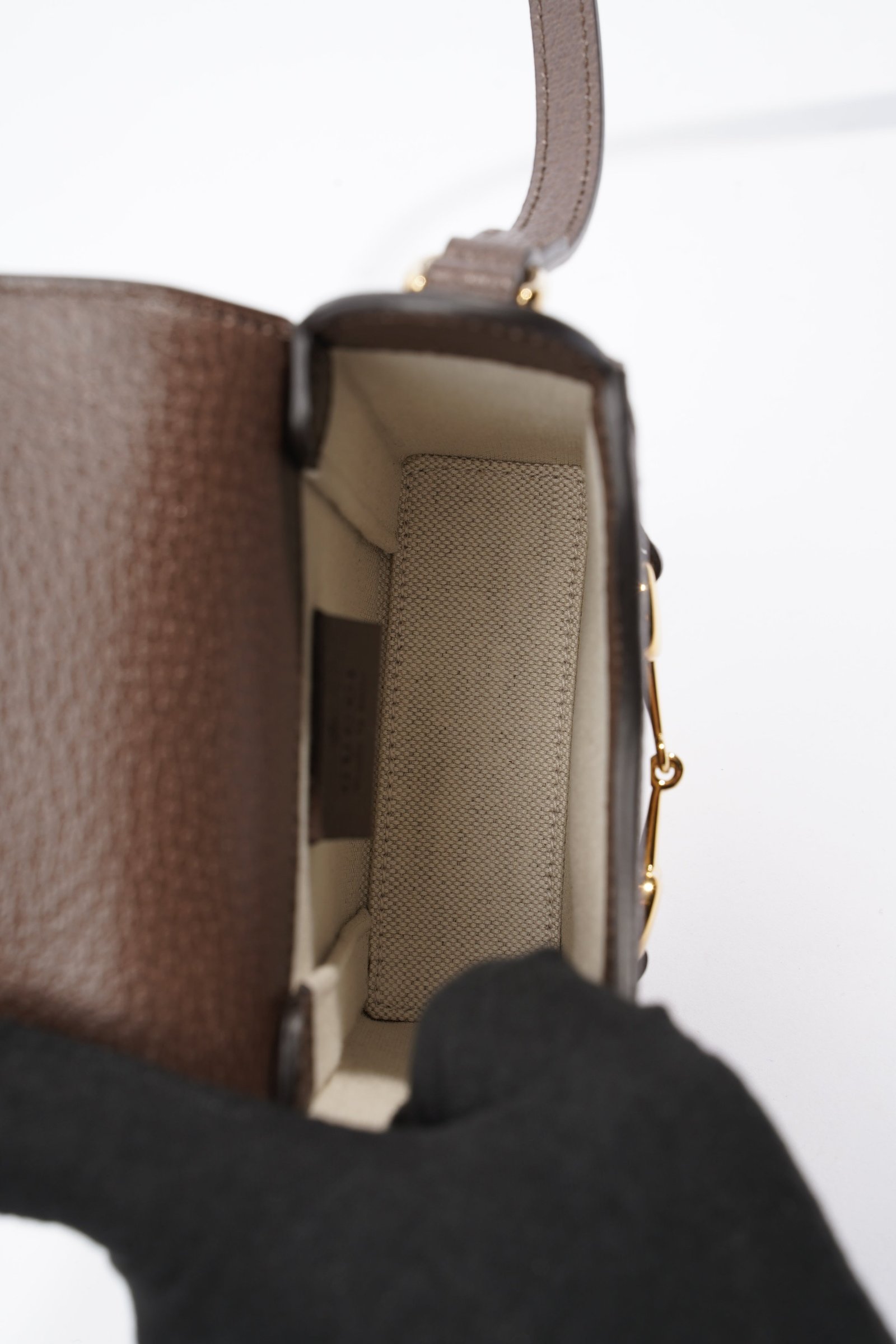 Gucci 1955 Horsebit Mini Beige and ebony GG supreme canvas Canvas | AlmaBagz - Image 9