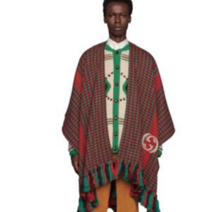 Gucci Houndstooth Poncho with Interlocking GG | AlmaBagz