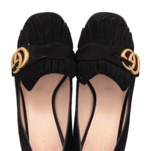 GUCCI Marmont GG Heels Suede Black | AlmaBagz