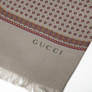 GUCCI Stall 344163 4G001 1276 silk Charcoal gray purple x orange type 21cm×140cm | AlmaBagz
