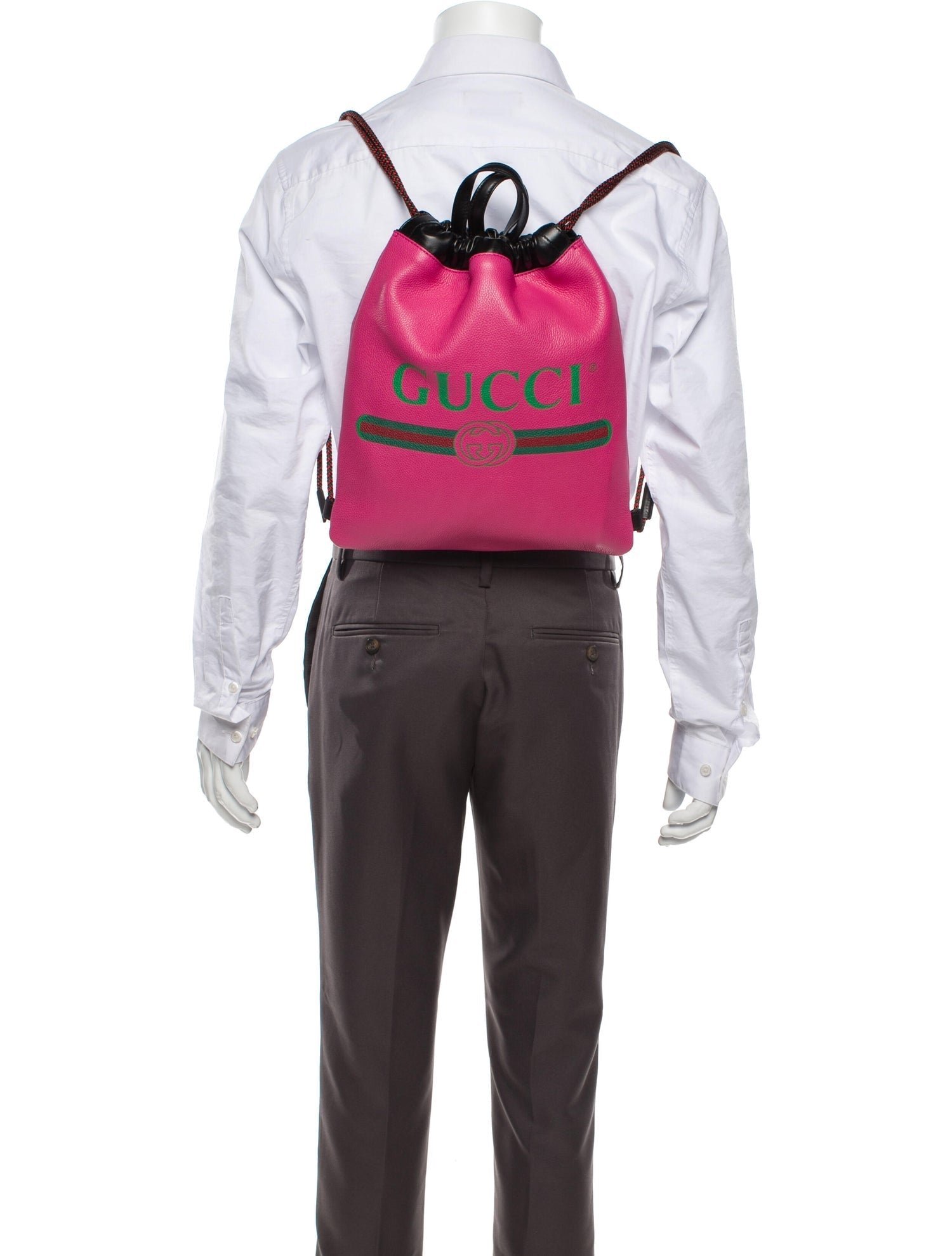 Gucci 2018 Leather Drawstring Backpack in Pink with Pouch | AlmaBagz - Image 7