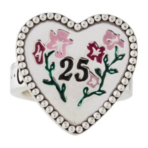 Gucci Enamel Heart Ring in Silver | AlmaBagz