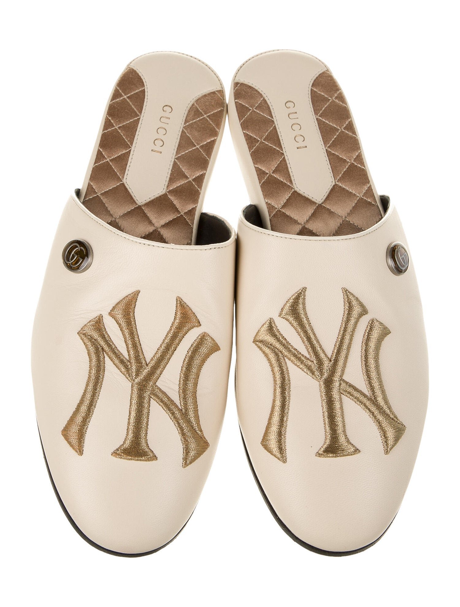 Gucci 2018 NY Yankees Slides in Ivory | AlmaBagz
