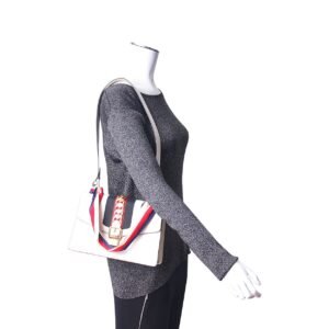 GUCCI Leather Sylvie Small Shoulder Bag White | AlmaBagz
