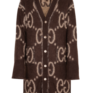 GUCCI Reversible GG Knit Cardigan Mohair Brown | AlmaBagz