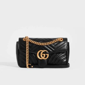 GUCCI GG Marmont Small Matelassé Shoulder Bag in Black | AlmaBagz