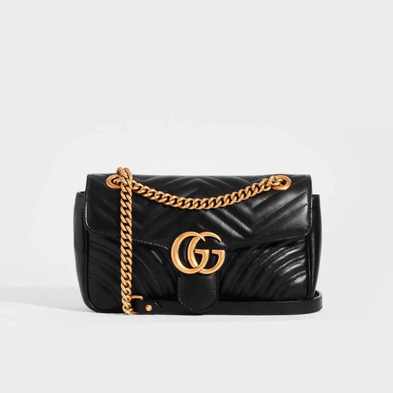 GUCCI GG Marmont Small Matelassé Shoulder Bag in Black | AlmaBagz