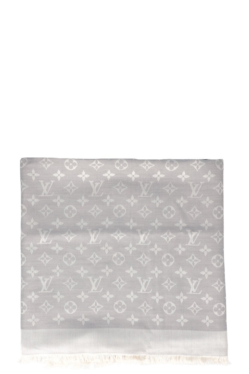 LOUIS VUITTON Scarf Wool Silk MNG Grey | AlmaBagz - Image 4