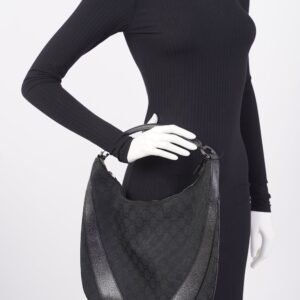 Gucci One Shoulder Bag Black Canvas | AlmaBagz