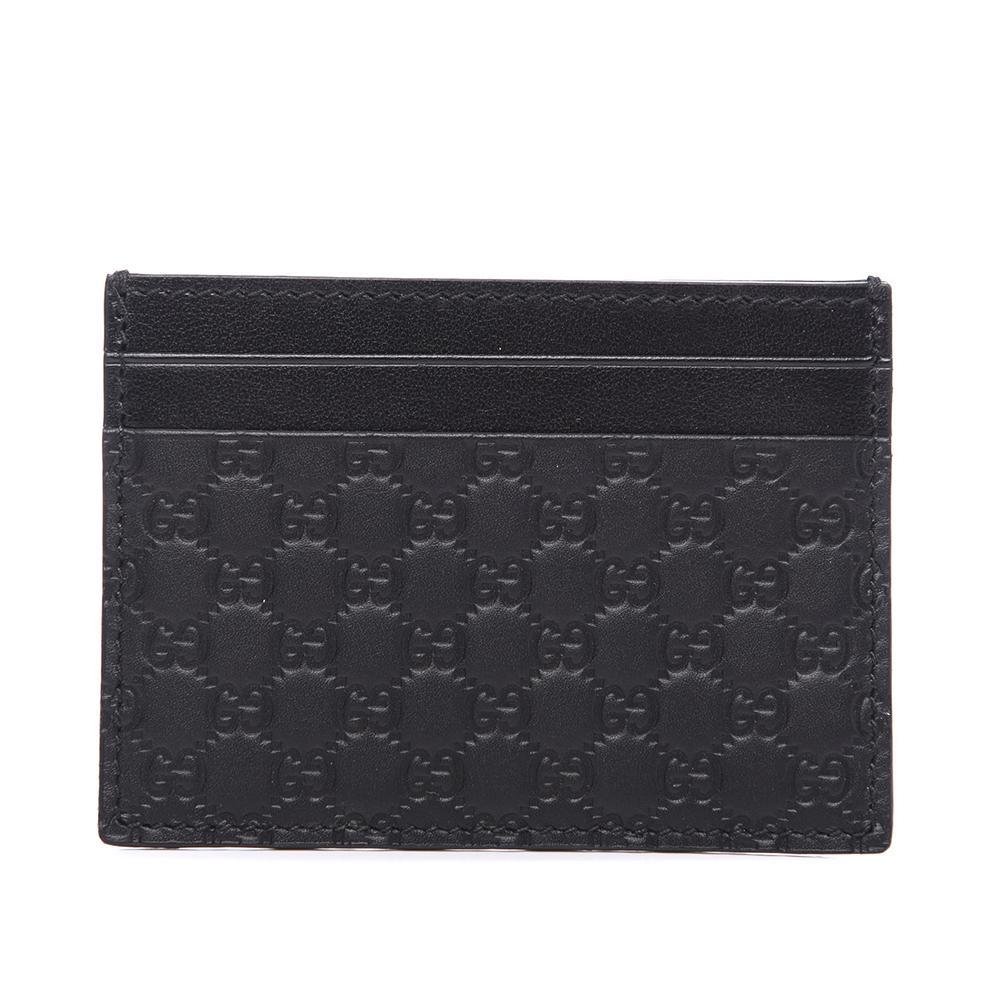 Gucci 262887 525040 Men's Black Micro Guccissia Embossed Leather Credit Cards Holder (GGMW2024) | AlmaBagz