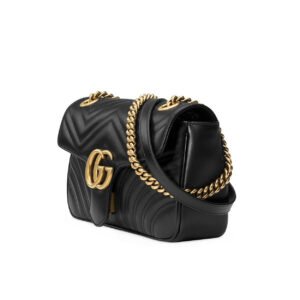 Gucci 443497 DTDIT 1000 Women's Black Matelassé Leather Shoulder Bag (GG2075) | AlmaBagz