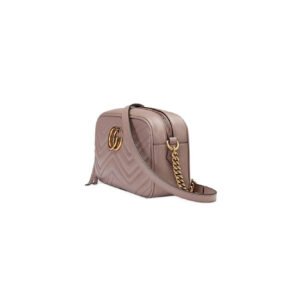 Gucci 447632 520981 Women's Pink Quilted Leather GG Marmont Shoulder bag (GG2070) | AlmaBagz