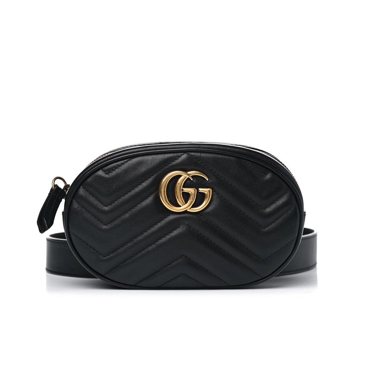 Gucci 476434 DSVRT 1000 Marmont 2.0 Women's Black Matelasse Leather Belt Bag (GG2071) | AlmaBagz