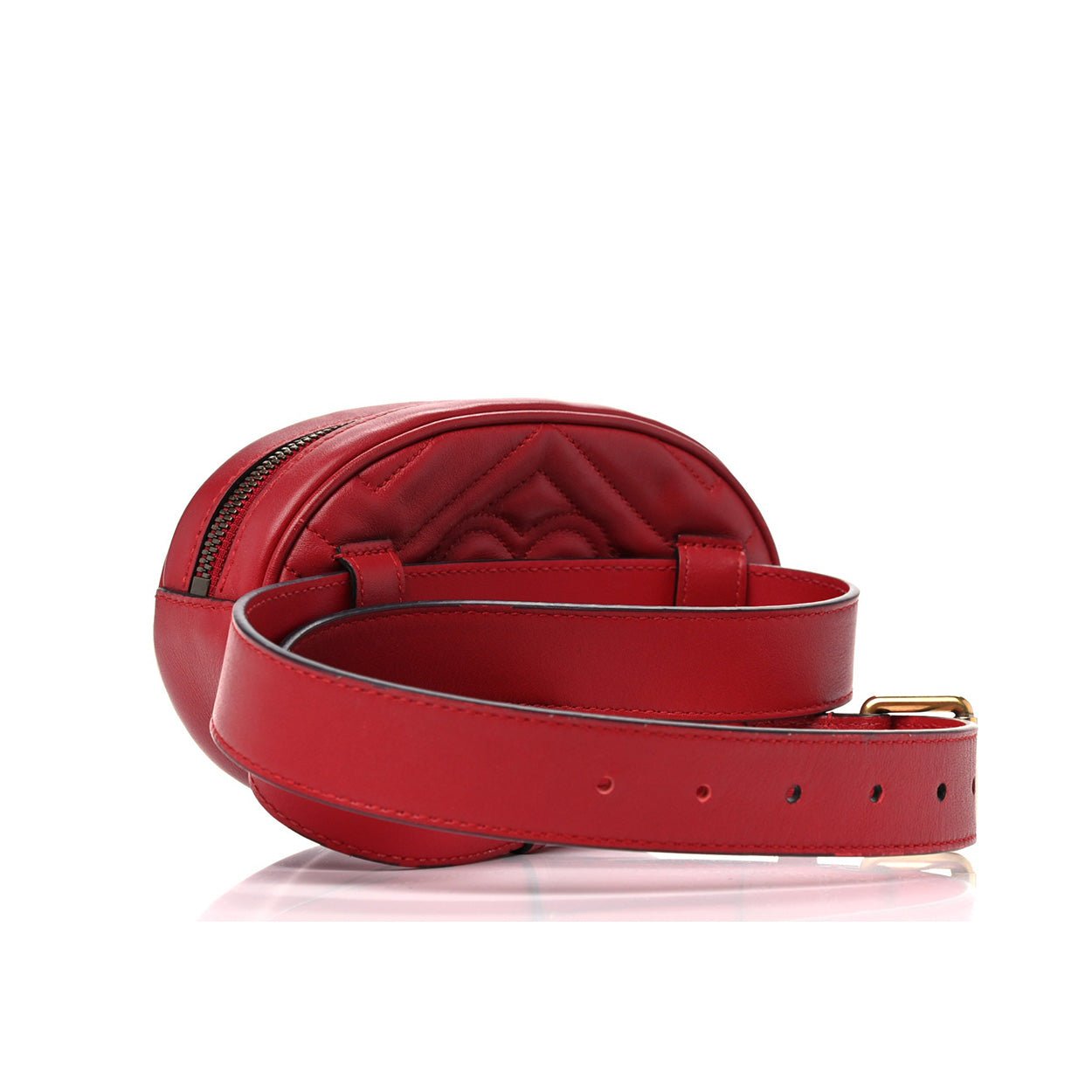 Gucci 476434 DSVRT 6433 Marmont 2.0 Women's Red Matelasse Leather Belt Bag (GG2072) | AlmaBagz