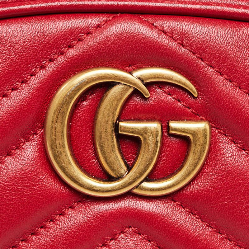 Gucci 476434 DSVRT 6433 Marmont 2.0 Women's Red Matelasse Leather Belt Bag (GG2072) | AlmaBagz - Image 3
