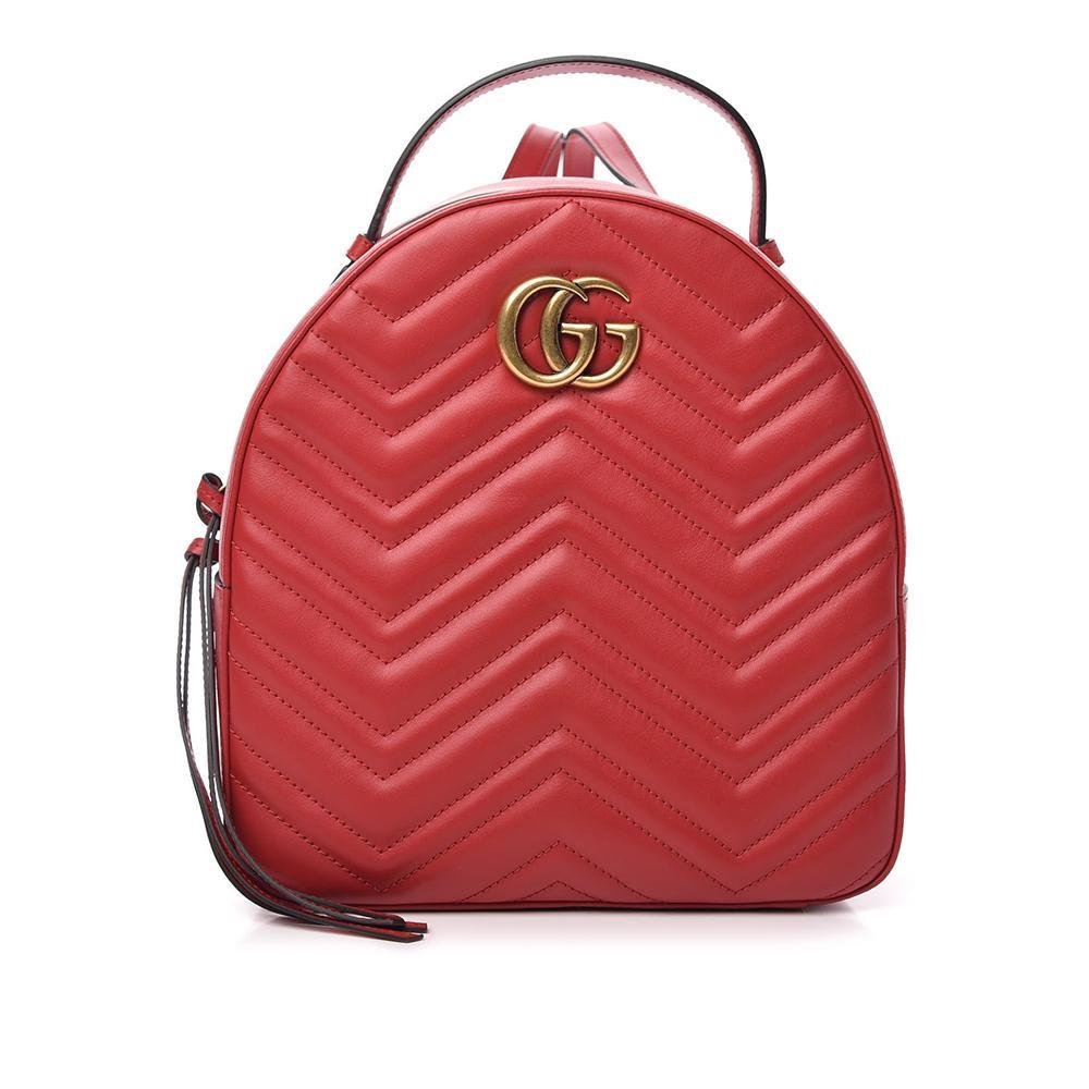 Gucci 476671 001998 GG Marmont Women's Hibiscus Red Matelasse Leather Backpack (GG2062) | AlmaBagz - Image 5