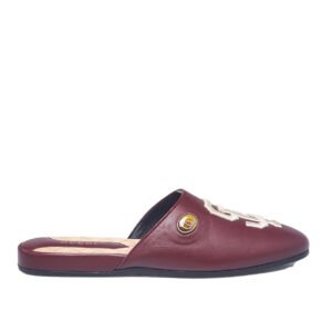Gucci 540586 Men's Shoes Bordeaux Calf-Skin Leather 'SF' Embroidered Slip-On Mules (GGM1728) | AlmaBagz
