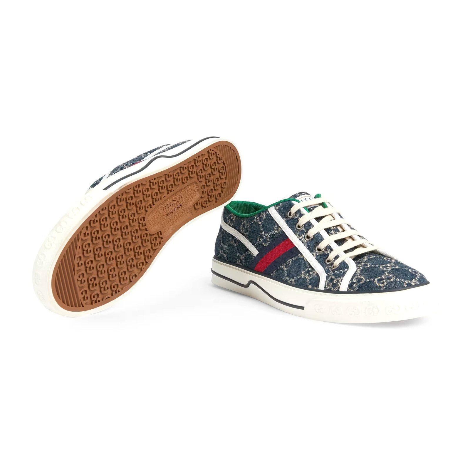 Gucci 606111 2KQ10 4463 Men's Shoes Blue & Ivory Jacquard Denim Tennis 1977 Sneakers (GGM1731) | AlmaBagz - Image 2