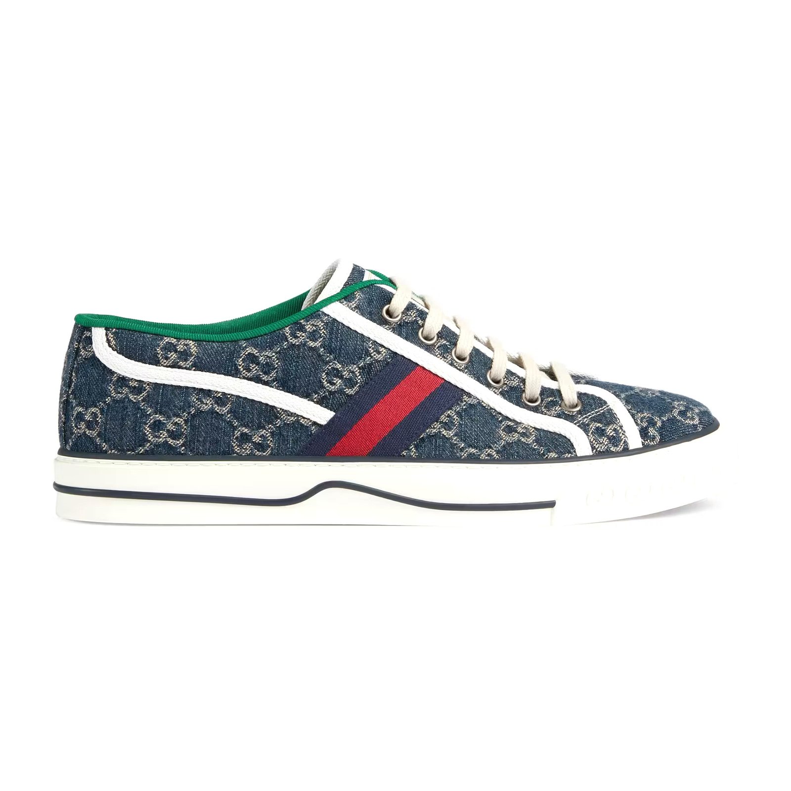 Gucci 606111 2KQ10 4463 Men's Shoes Blue & Ivory Jacquard Denim Tennis 1977 Sneakers (GGM1731) | AlmaBagz - Image 3