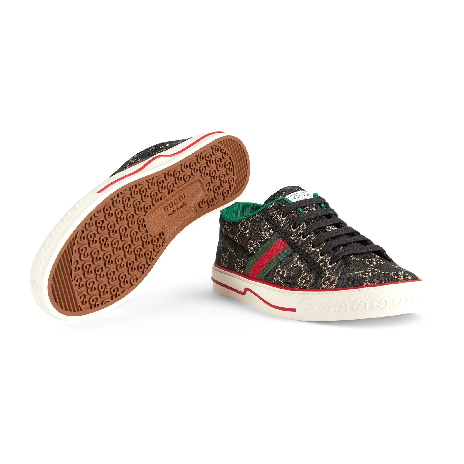Gucci 606111 Men's Shoes Black & Ivory Jacquard Denim Tennis 1977 Sneakers (GGM1732) | AlmaBagz - Image 3