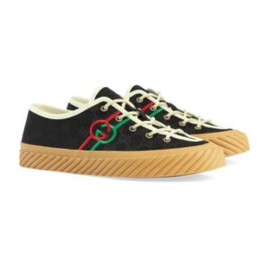 Gucci 703032 FAA5A 1182  Men's Shoes Black Canvas Interlocking G Trainer Sneakers (GGM1738) | AlmaBagz